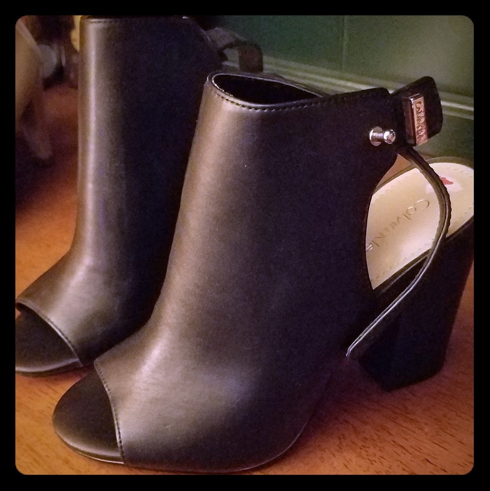 Calvin Klein Booties peep toe heel